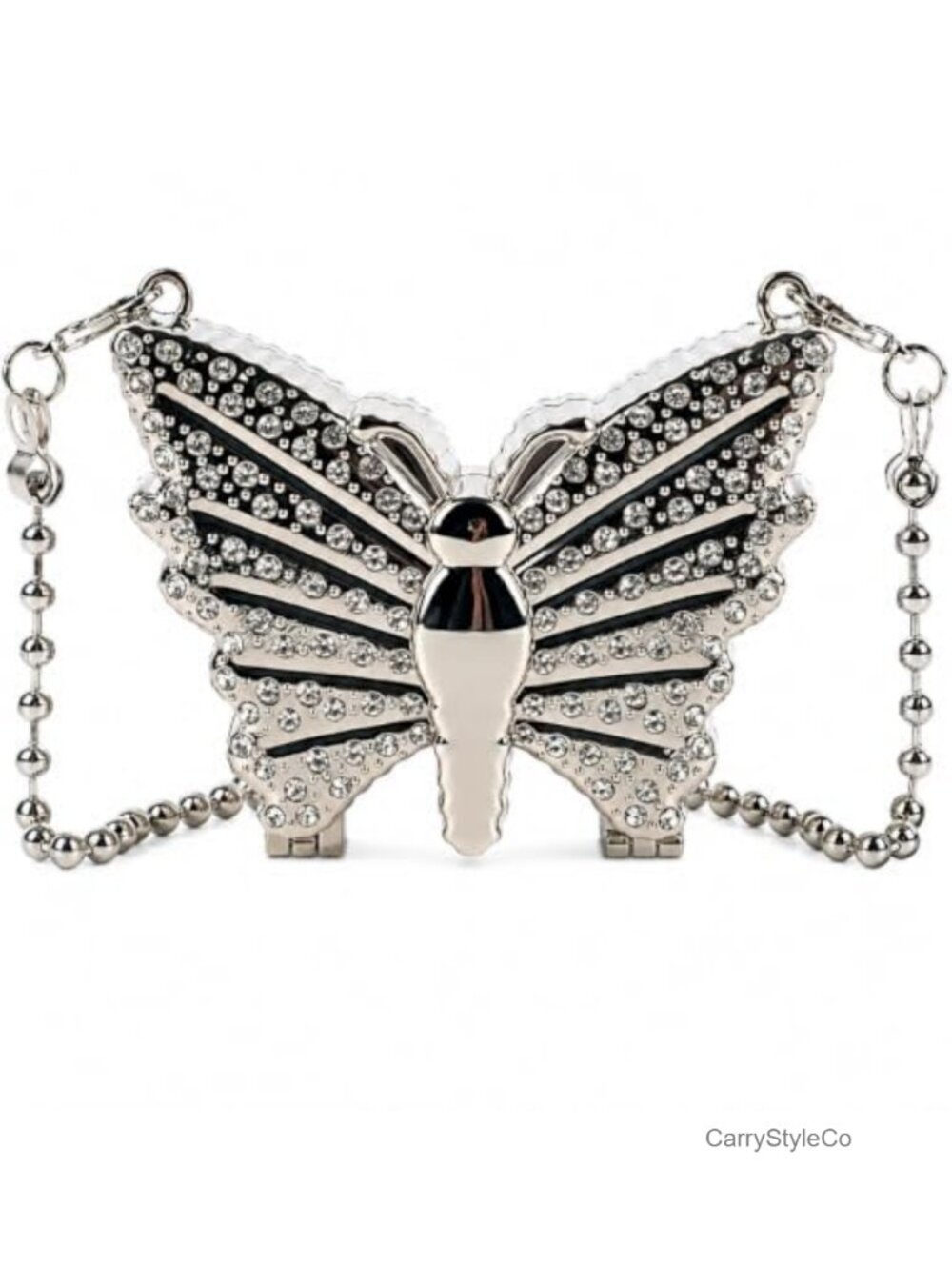 Mini Bow Clutch Crossbody Bag Metallic Silver